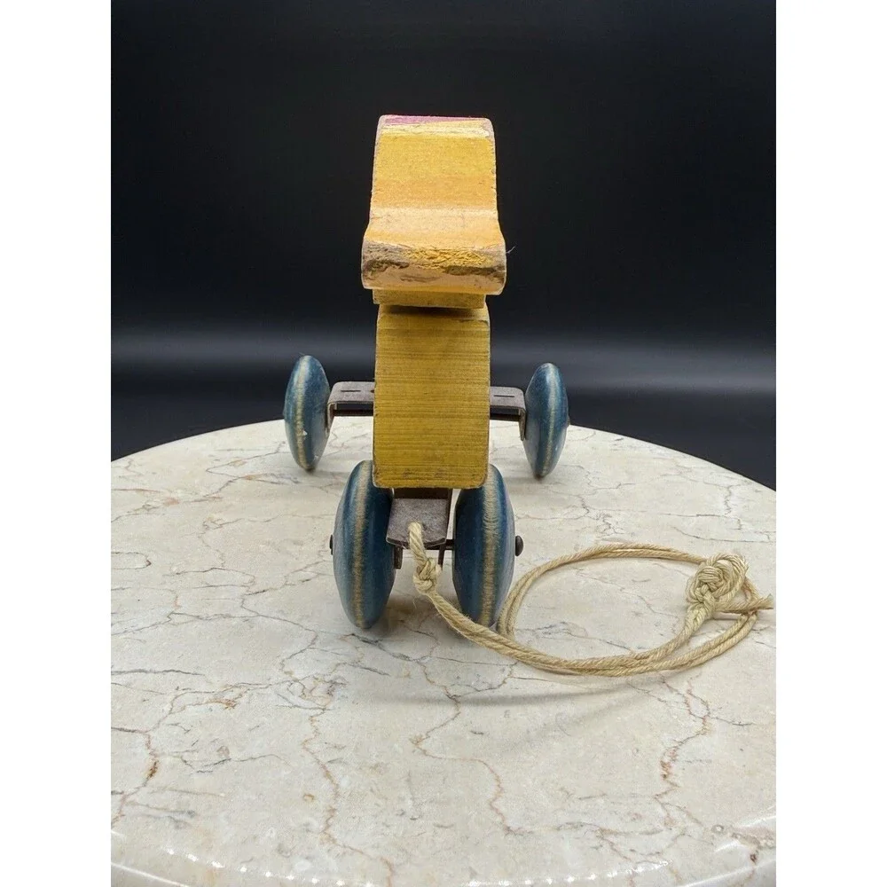 Antique 1920s Hustler Betty Roll Duck Wood Pull Toy Sterling IL 7.5”